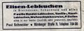 Werbeanzeige für Lebkuchen der Fa. Paul Schneider in der Nürnberger Straße 31, 1937