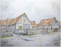An der Waage am Fischerberg in Stadeln; Bildmitte Anwesen <!--LINK'" 0:93-->, Gemälde von Rudolf Hofmann