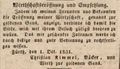 Werbeannonce zur Eröffnung der Wirtschaft "<!--LINK'" 0:0-->", Oktober 1831
