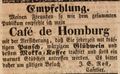 Werbeannonce von <!--LINK'" 0:3--> für sein <a class="mw-selflink selflink">Café de Homburg</a>, Oktober 1850