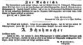 Zeitungsanzeige des Lithographen <!--LINK'" 0:17-->, Januar 1851