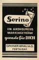 Werbung der Brauerei Grüner "Serino" Limo in der Schülerzeitung <!--LINK'" 0:0--> Nr. 6 1967