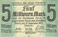 Fürther <!--LINK'" 0:18--> <a class="mw-selflink selflink">1923</a>, 5.000.000 Mark