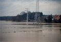 Hochwasser bei <a class="mw-selflink selflink">Vach</a>, Blick in den überschwemmten Wiesengrund im Hintergrund <!--LINK'" 0:104-->, Feb. 1987