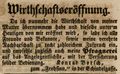 Zeitungsannonce des Wirts <a class="mw-selflink selflink">zum Frohsinn</a>, November 1850