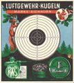 Historische Zielscheibe für Luftgewehr mit Werbung für Dynamit-Produkt (Luftgewehrkugeln) von 1956