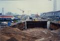 Bauarbeiten an der Foerstermühle/Kulturforum für den Bau des U-Bahnhofs Stadthalle. Rechts der Rohbau des <!--LINK'" 0:396-->, seit 2017 geschlossen im November 1996