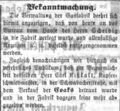 Zeitungsanzeige der Gasfabrik, Dezember 1858