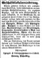 Zeitungsanzeige des Fabrikanten <!--LINK'" 0:30-->, Mai 1864