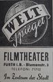 Werbeanzeige für das <!--LINK'" 0:58--> Filmtheater, 1949