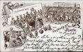 Gruß von der <!--LINK'" 0:5-->, historische Ansichtskarte vom sog. Volksfest in Fürth mit Fahrradkorso mit dem Ausspruch All Heil! , gel. 1897