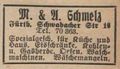Werbeeintrag im Fürther Adressbuch von 1931 Firma Schmelz [[Schwabacher Straße 16]]