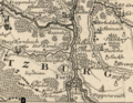 Ausschnitt aus der Karte "Tabula Geographica Nova Exhibens Partem Infra Montanam Burggraviatus Norimbergensis Sive Principatum Onolsbacensem Cum Terris Limitaneis Accurate Delineatam" von Johann Georg Vetter, 1719