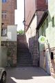 Alte Treppenanlage zum früher mit einer Mauer befestigten <!--LINK'" 0:56--> mit Wehrkirche St. Michael, Mai 2020