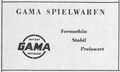 Werbung Firma GAMA in der Schülerzeitung [[Die Pennalen]] Nr. 1 1956
