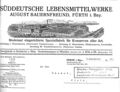 Historischer Briefkopf der Süddeutschen Lebensmittelwerke von <a class="mw-selflink selflink">1922</a>
