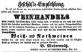 Weinhandlung des B. Mohrenwitz, März 1855