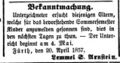 Anzeige von Lemmel Arnstein im <!--LINK'" 0:5-->, 22.4.1857