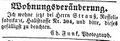 Zeitungsanzeige des Photographen <!--LINK'" 0:8-->, Februar 1854