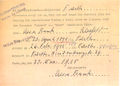 Pflicht der Vornamensergänzung jüdischer Bürger ab 1. Januar 1939, hier Alice "Sara" Frank.