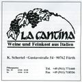Werbung der ehemaligen Weinhandlung "La Cantina" in der <a class="mw-selflink selflink">Gustavstraße 54</a> 1999.