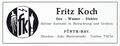 Werbeanzeige der Fa. Fritz Koch an der Ecke zur <!--LINK'" 0:0-->, März 1959
