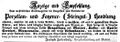 Zeitungsanzeige des Malers <a class="mw-selflink selflink">Joseph Zederholz</a>, August 1852