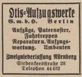 Otis-Werbung aus dem Fürther Adressbuch von 1931 (Lieferant vom Kfz.-Aufzug in der <!--LINK'" 0:40-->)