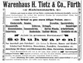 Anzeige in der Festzeitung für den IX. Bayer. Feuerwehrtag, 18. - 21. August 1900