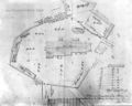 Lageplan der <!--LINK'" 0:27--> und der ehem. <a class="mw-selflink selflink">Heilig-Grab-Kapelle</a> rechts oberhalb der Kirche, Plan von 1812