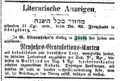 Anzeige G. Löwensohn in "Der Israelit" 7.8.1861