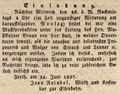 Werbeannonce für das Wirtshaus "<!--LINK'" 0:9-->", 1837