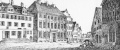 Steindruck vom "Stadtgericht" ( auf der Höhe Marktplatz, rechts dahinter Königstr. 40)