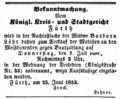 Versteigerung von Nachlass der Maurermeisterswitwe Barbara Löhr, Juli 1853