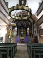 Blick durchs Kirchenschiff in östlicher Richtung des Altarraums der 