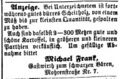 Anzeige Michael Frank, Fürther Tagblatt 26.Februar 1865
