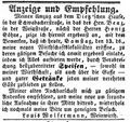 Zeitungsanzeige des Wirts <a class="mw-selflink selflink">Louis Wolfermann</a>, September 1851