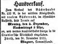 Hausverkauf Nr. 232/II, Dezember 1855