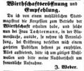 Wirtschaftseröffnung in der <!--LINK'" 0:6--> bei Tochtermann, September 1857