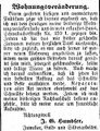 Zeitungsanzeige von J. G. Humbser, Juli 1854