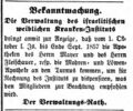 Bekanntmachung weibliches Kranken-Institut, Fürther Tagblatt 8. Oktober 1856