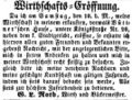 Zeitungsanzeige des Wirts G. L. Roth, September 1853