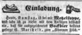 Zeitungsannonce des Wirts <!--LINK'" 0:35-->, März 1851