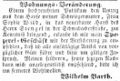 Zeitungsanzeige des Spezereihändlers Wilhelm Barth, September 1853