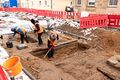 Archäologische Ausgrabungsarbeiten in Würzburg Straße in Burgfarrnbach, Dez. 2023