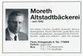 Werbung der Bäckerei <!--LINK'" 0:228--> 1999. Hans Moreth war 47 Jahre lang für die <!--LINK'" 0:229--> im Fürther Stadtrat und verstarb 2013.