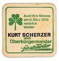 Bierdeckelwerbung für Kurt Scherzer, 1972