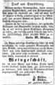 Übergabe Wirtschaft "Zur Goldenen Kanne", Fürther Tagblatt 18.8.1866