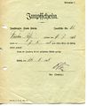 Impfschein Impfbezirk Stadt Fürth vom 14.5.1925