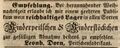 Zeitungsinserat des Käsehändlers und Peitschenfabrikanten Leonhard Dorn, Dezember 1845